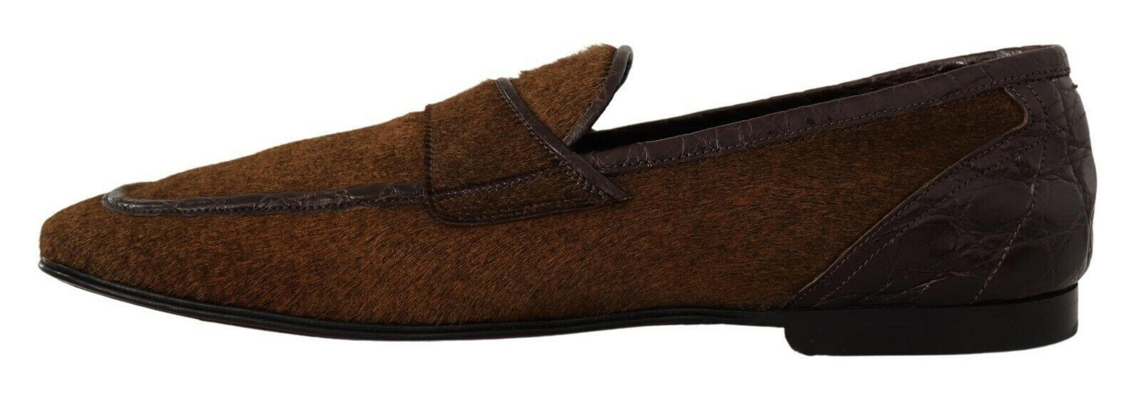 Dolce & Gabbana Brown Exotic Leather Mens Slip On Loafers Shoes -   -  Dolce & Gabbana.