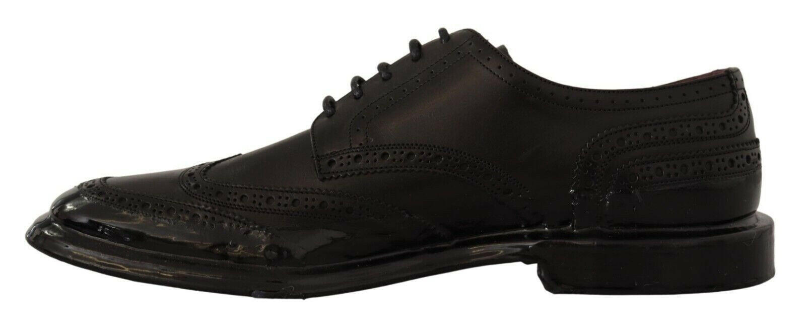 Dolce & Gabbana Black Leather Oxford Wingtip Formal Derby Shoes -   -  Dolce & Gabbana.