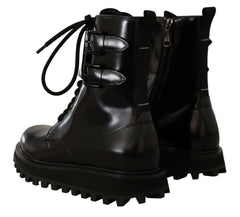 Dolce & Gabbana Black Leather Combat Lace Up Mens Boots Shoes -   -  Dolce & Gabbana.