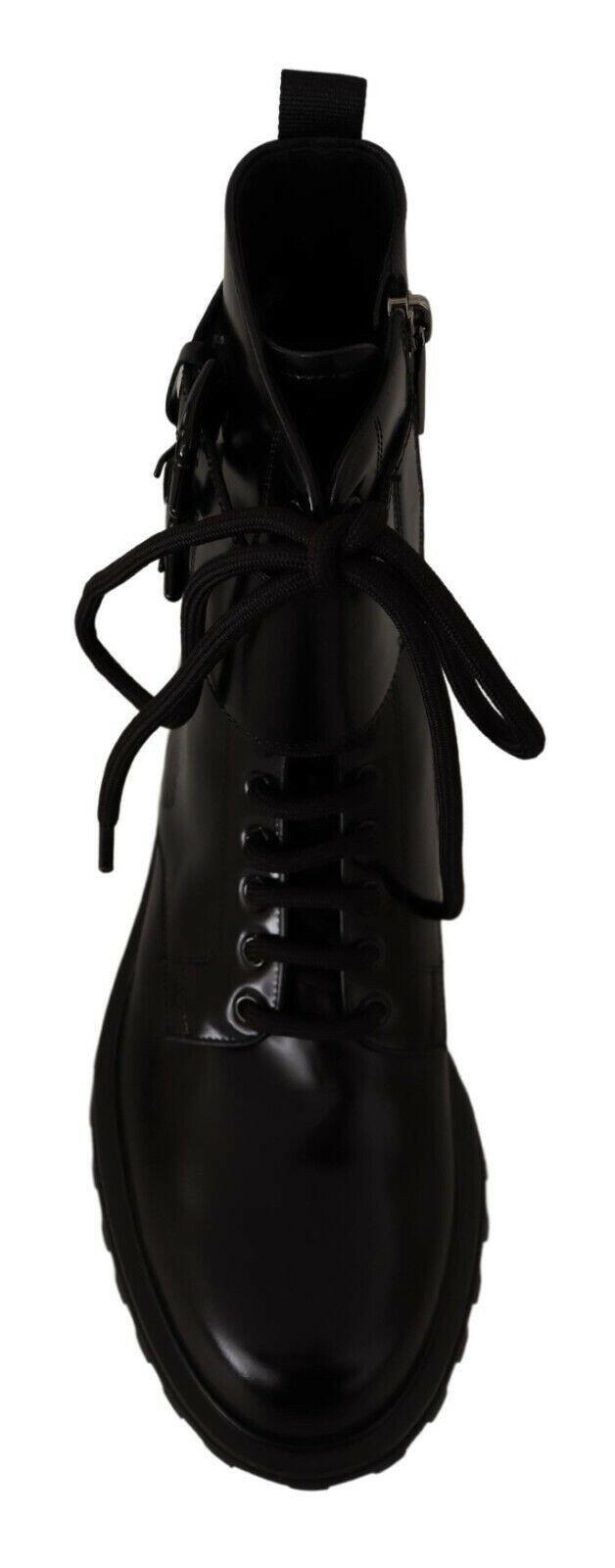 Dolce & Gabbana Black Leather Combat Lace Up Mens Boots Shoes -   -  Dolce & Gabbana.