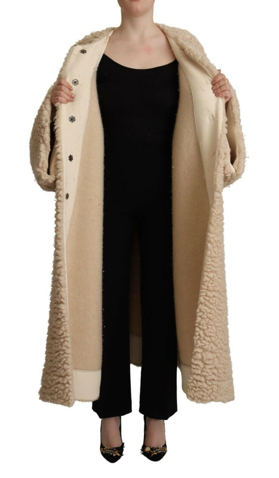 Dolce & Gabbana Beige Cashmere Wool Faux Fur Coat Jacket -   -  Dolce & Gabbana.