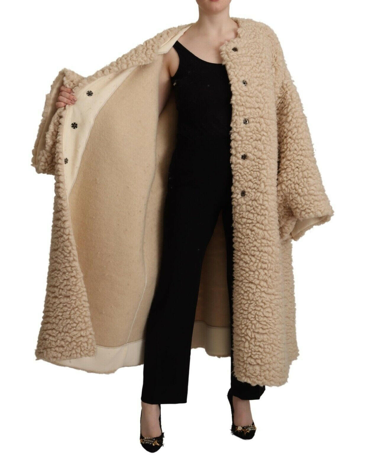 Dolce & Gabbana Beige Cashmere Wool Faux Fur Coat Jacket -   -  Dolce & Gabbana.