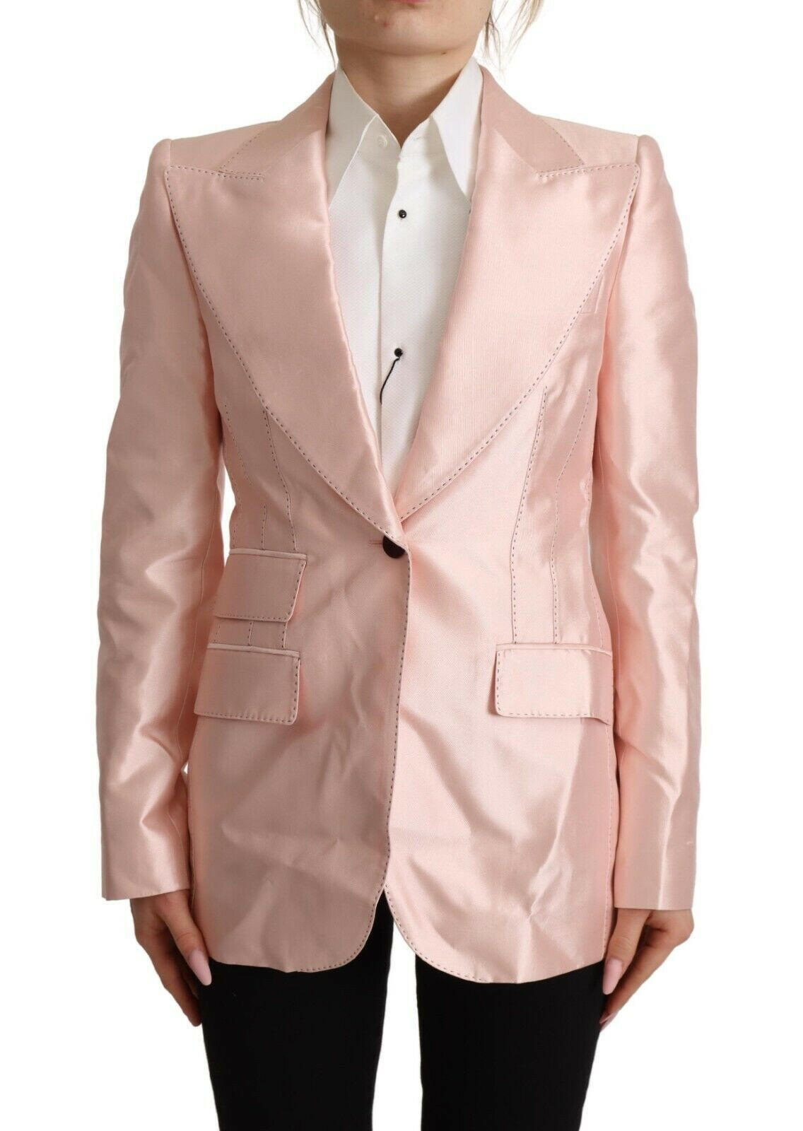 Dolce & Gabbana Pink Satin Long Sleeves Blazer Coat Jacket -   -  Dolce & Gabbana.
