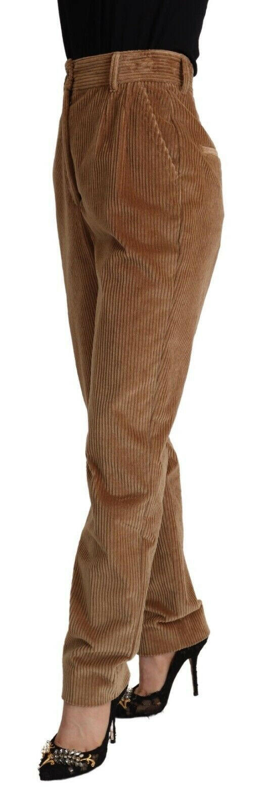Dolce & Gabbana Brown Cotton Corduroy High Waist Skinny Pants -   -  Dolce & Gabbana.