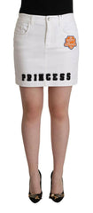 Dolce & Gabbana White Princess Embellish Mini Denim Pencil Cut Skirt -   -  Dolce & Gabbana.