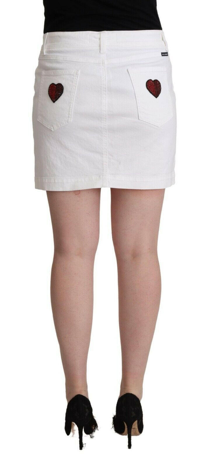 Dolce & Gabbana White Princess Embellish Mini Denim Pencil Cut Skirt -   -  Dolce & Gabbana.