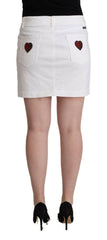 Dolce & Gabbana White Princess Embellish Mini Denim Pencil Cut Skirt -   -  Dolce & Gabbana.
