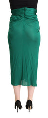 Dolce & Gabbana Dark Green High Waist Midi Pencil Cut Pleated Skirt -   -  Dolce & Gabbana.