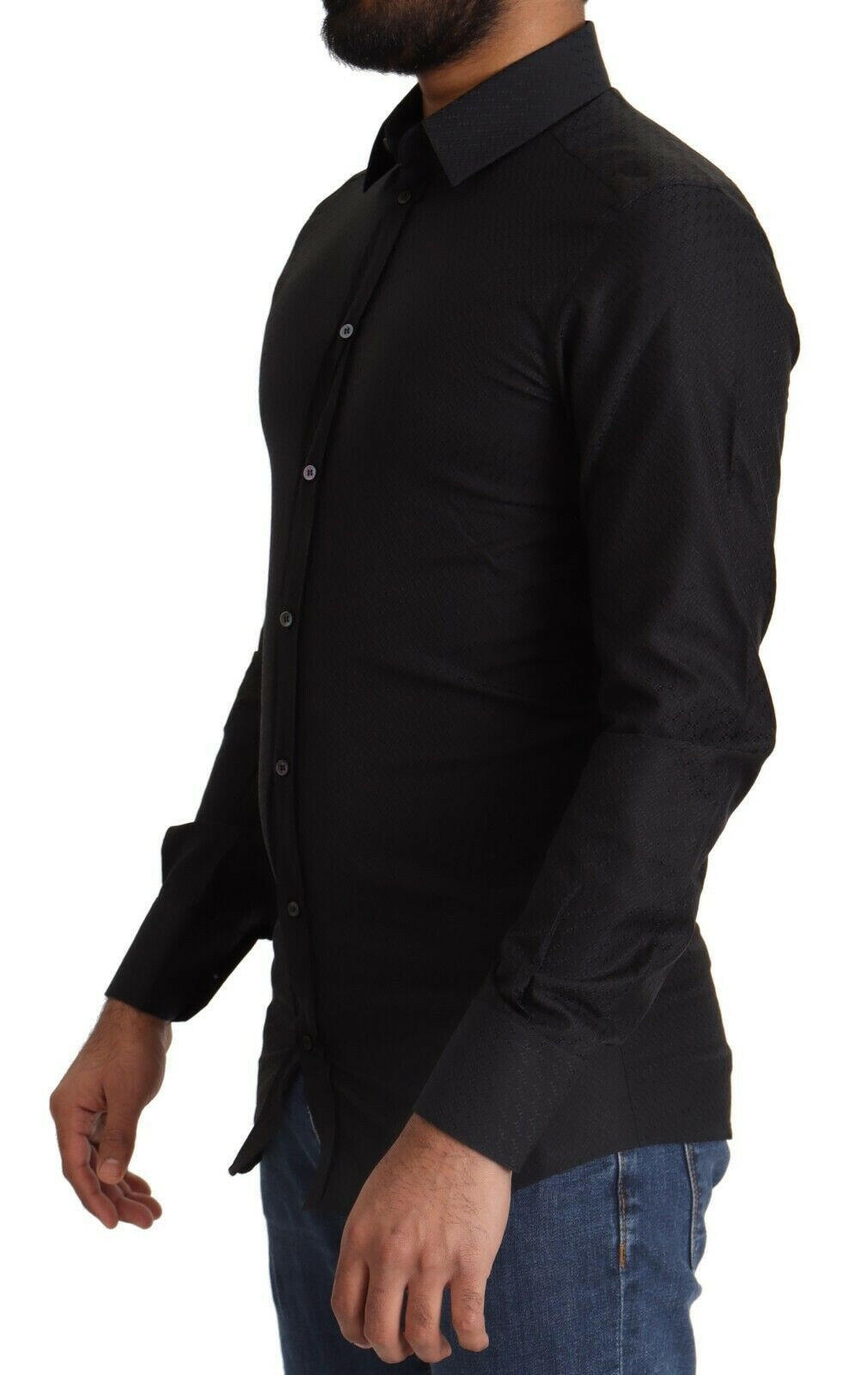 Dolce & Gabbana Black GOLD Cotton Slim Dress Formal Shirt -   -  Dolce & Gabbana.