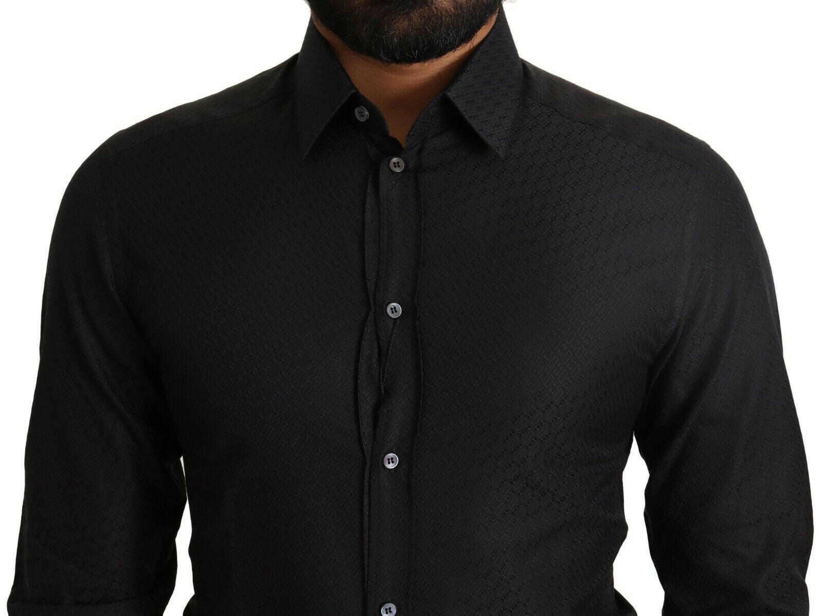 Dolce & Gabbana Black GOLD Cotton Slim Dress Formal Shirt -   -  Dolce & Gabbana.