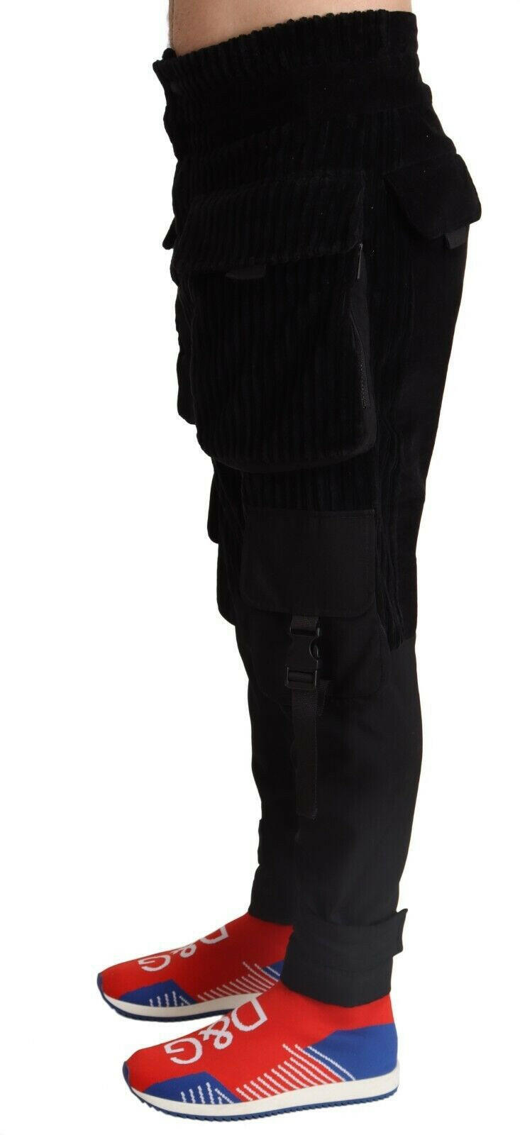 Dolce & Gabbana Black Cotton Skinny Corduroy Cargo Pants -   -  Dolce & Gabbana.