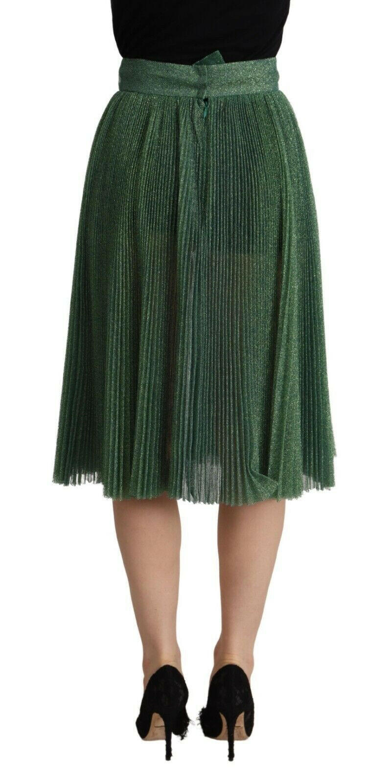 Dolce & Gabbana Metallic Green High Waist A-line Pleated Skirt -   -  Dolce & Gabbana.