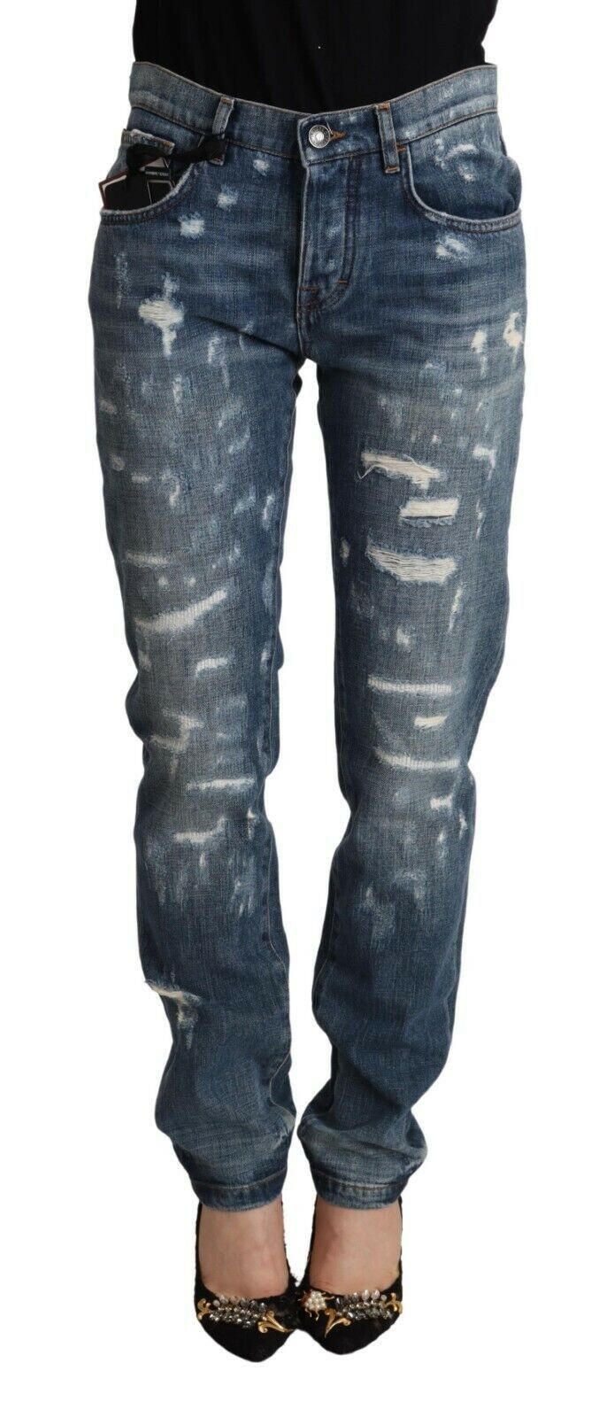 Dolce & Gabbana Blue Distressed Denim BOYFRIEND Skinny Jeans -   -  Dolce & Gabbana.