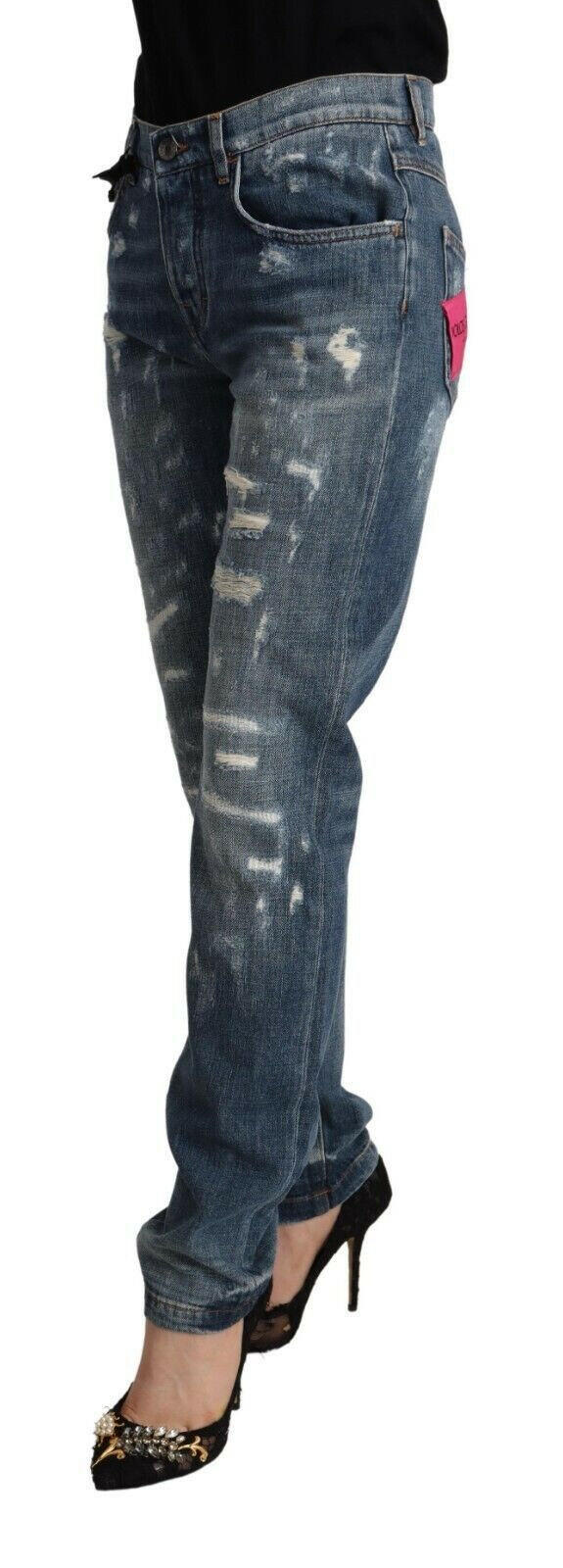 Dolce & Gabbana Blue Distressed Denim BOYFRIEND Skinny Jeans -   -  Dolce & Gabbana.