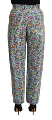 Dolce & Gabbana Blue Floral Print High Waist Denim Tapered Jeans -   -  Dolce & Gabbana.