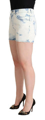 Dolce & Gabbana White Blue Dye Cotton Mid Waist Denim Shorts -   -  Dolce & Gabbana.
