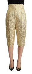 Dolce & Gabbana Beige Floral Brocade High Waist Trouser Cropped Pants -   -  Dolce & Gabbana.