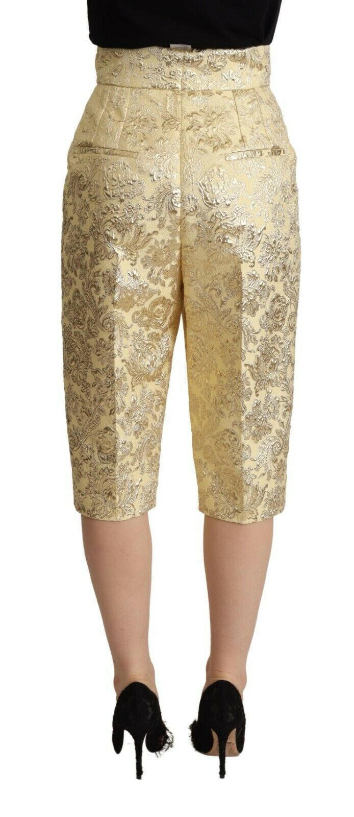 Dolce & Gabbana Beige Floral Brocade High Waist Trouser Cropped Pants -   -  Dolce & Gabbana.
