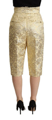 Dolce & Gabbana Beige Floral Brocade High Waist Trouser Cropped Pants -   -  Dolce & Gabbana.