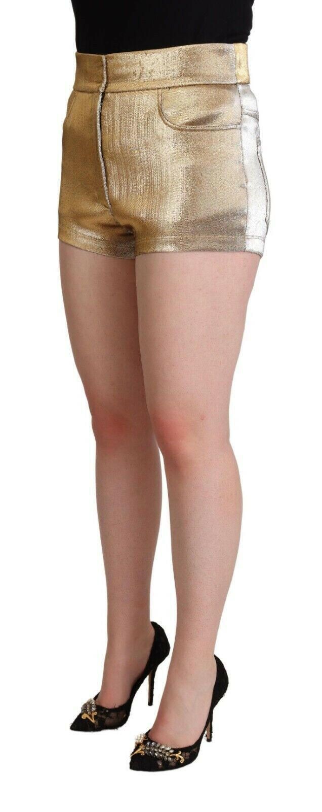 Dolce & Gabbana Metallic Gold Cotton Mid Waist Hot Pants Shorts -   -  Dolce & Gabbana.