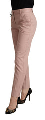 Dolce & Gabbana Pink Cotton Mid Waist Trouser Tapered Pants -   -  Dolce & Gabbana.