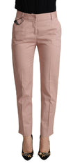 Dolce & Gabbana Pink Cotton Mid Waist Trouser Tapered Pants -   -  Dolce & Gabbana.