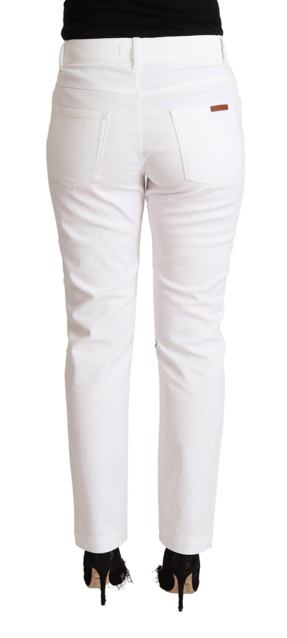Dolce & Gabbana White Cotton Mid Waist Denim Tapered Jeans -   -  Dolce & Gabbana.