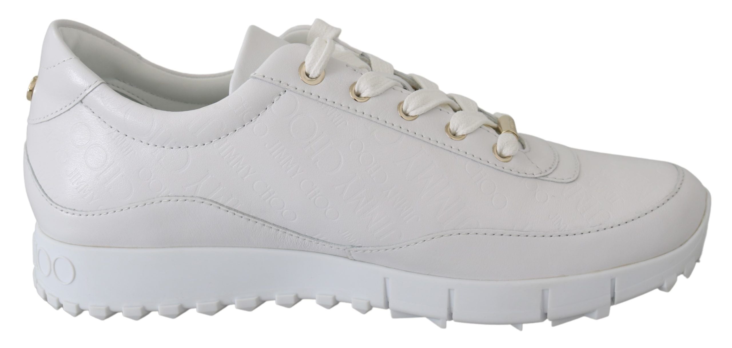 Jimmy Choo Elegant White Leather Sneakers -   -  Jimmy Choo.