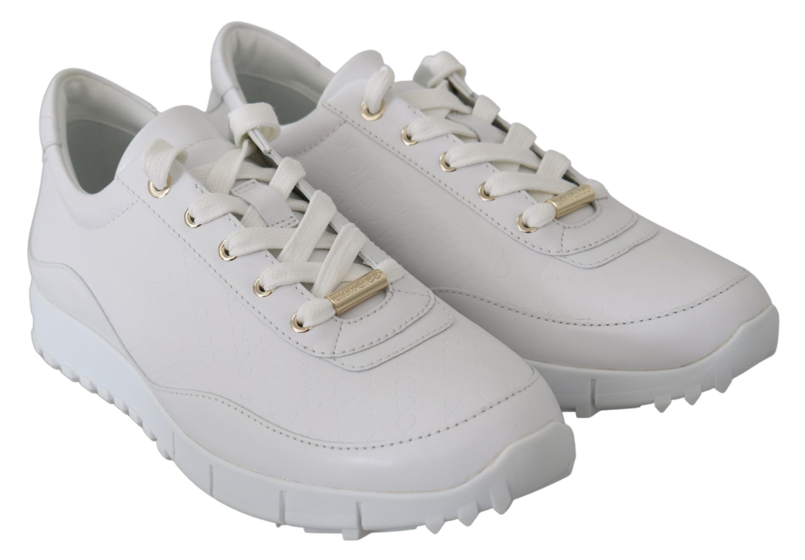 Jimmy Choo Elegant White Leather Sneakers -   -  Jimmy Choo.