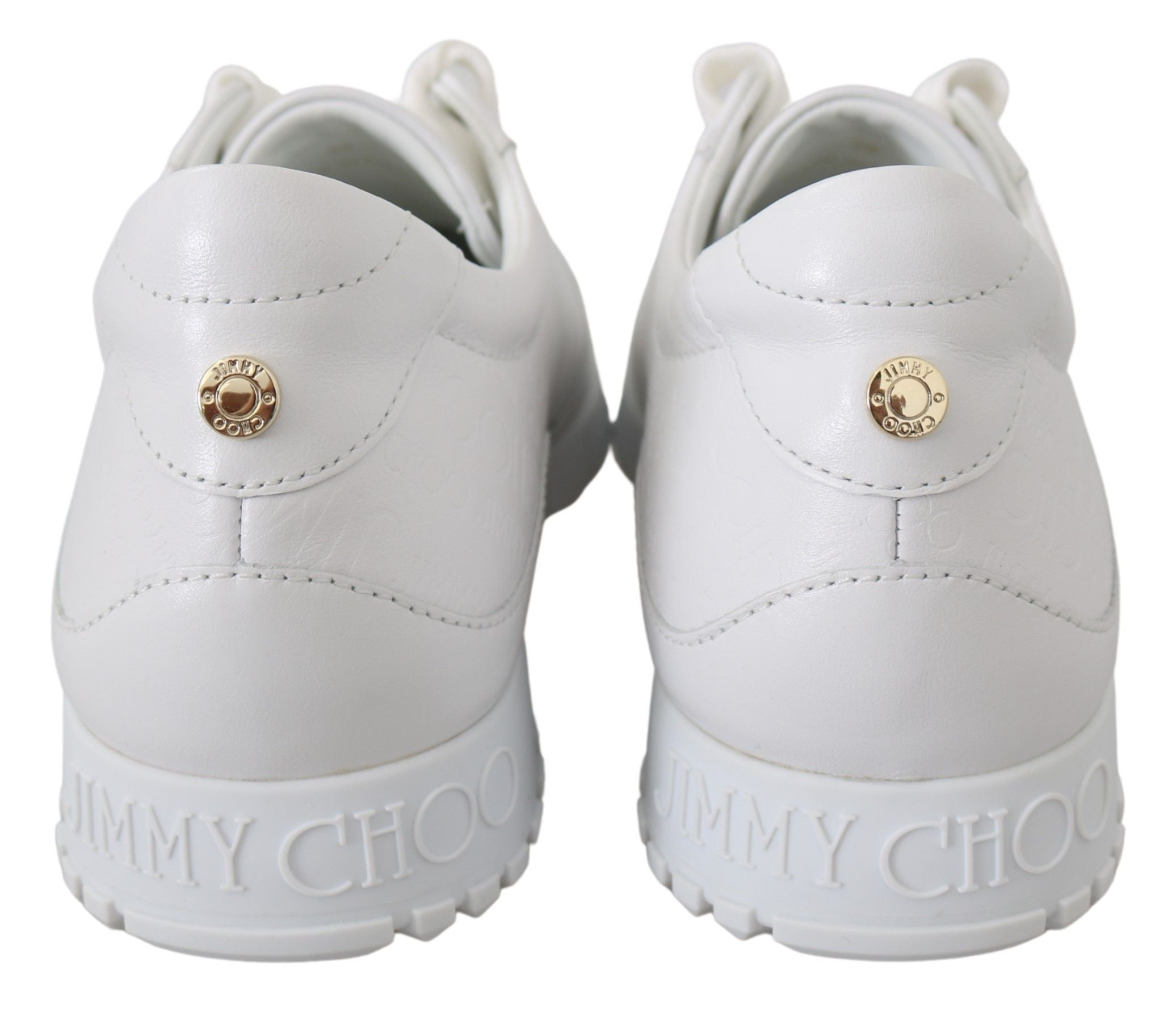 Jimmy Choo Elegant White Leather Sneakers -   -  Jimmy Choo.