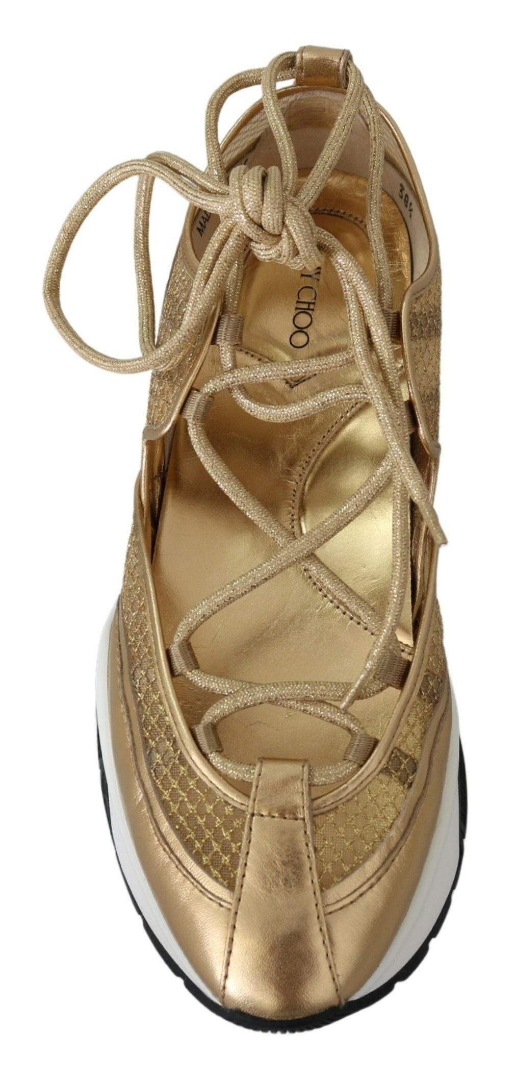 Jimmy Choo Golden Glamour Mesh Leather Sneakers -   -  Jimmy Choo.