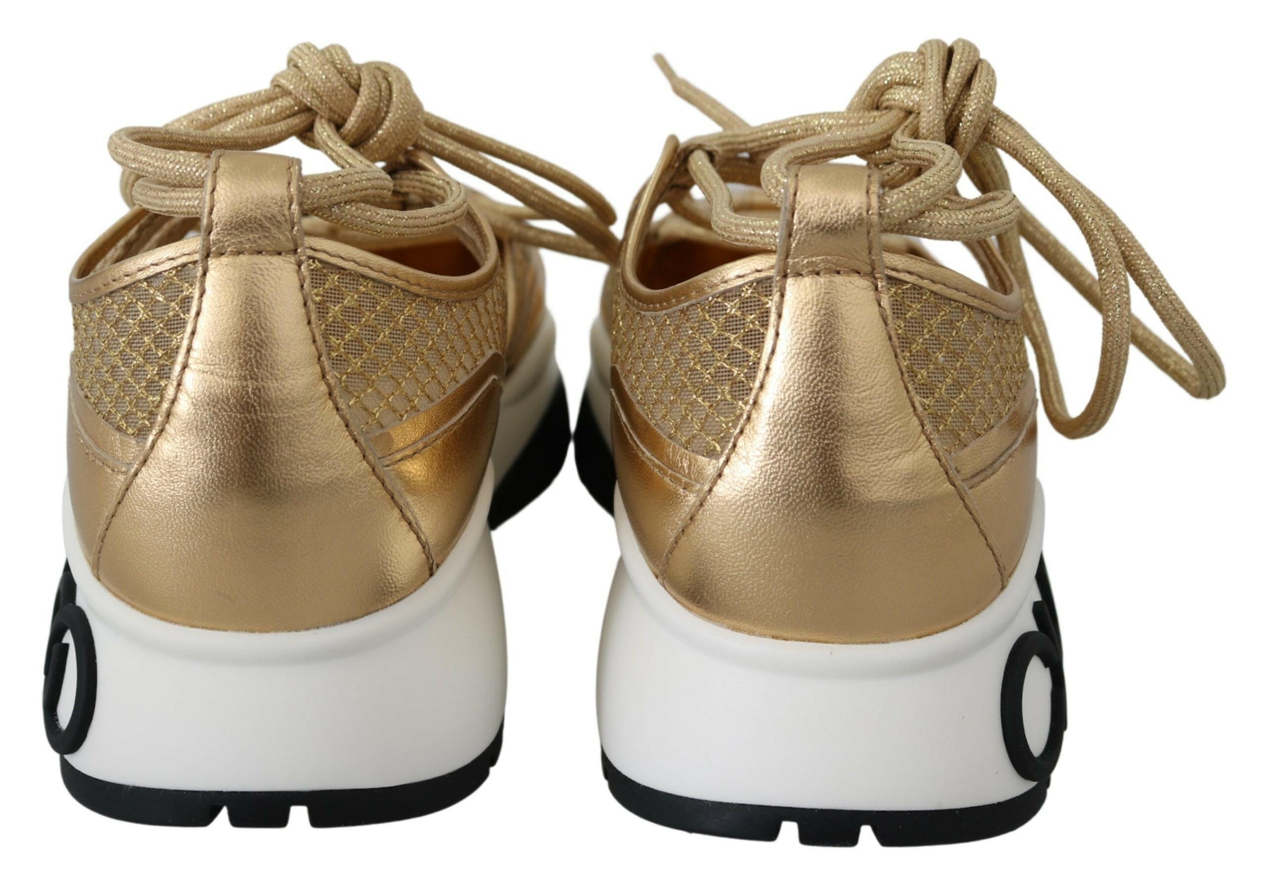Jimmy Choo Golden Glamour Mesh Leather Sneakers -   -  Jimmy Choo.