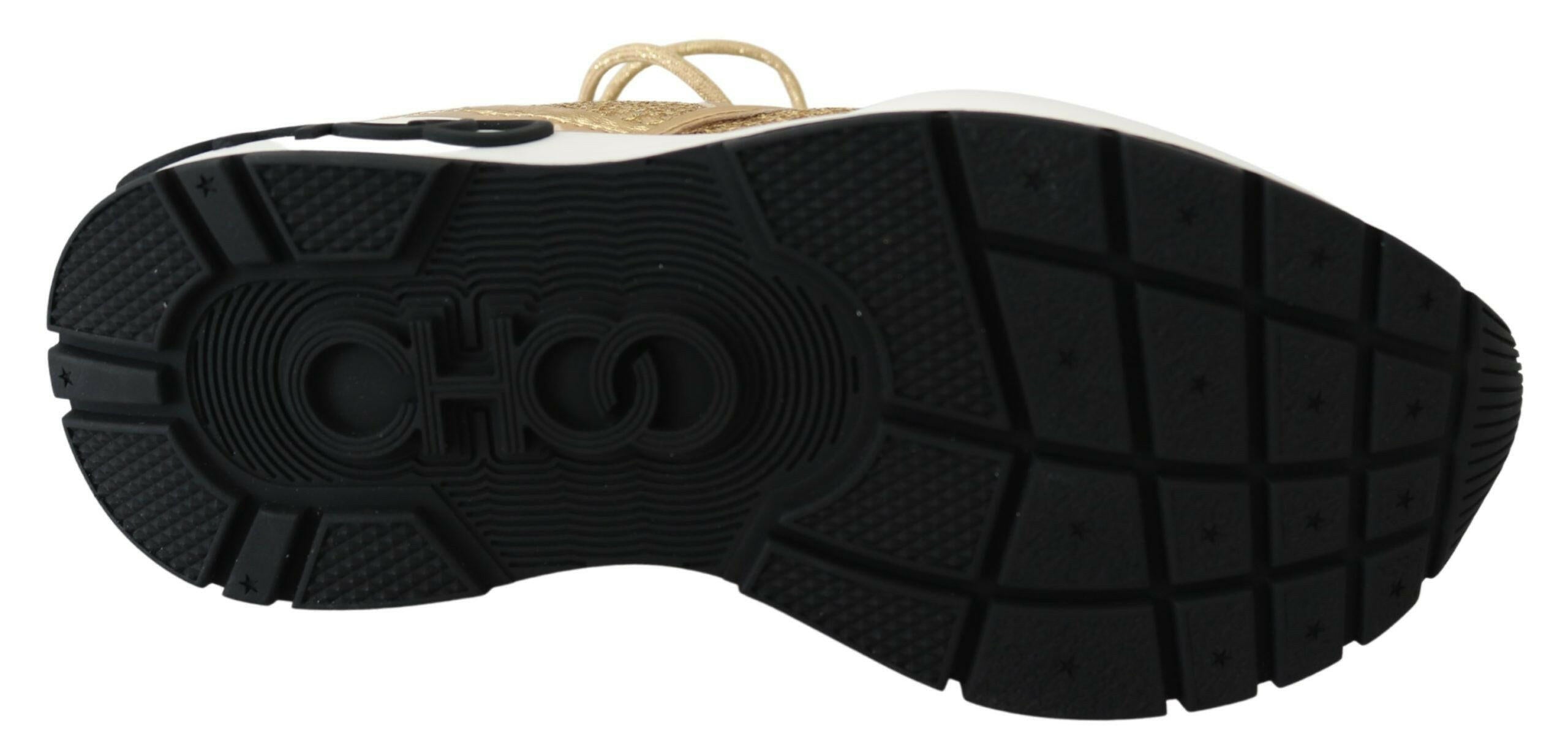 Jimmy Choo Golden Glamour Mesh Leather Sneakers -   -  Jimmy Choo.