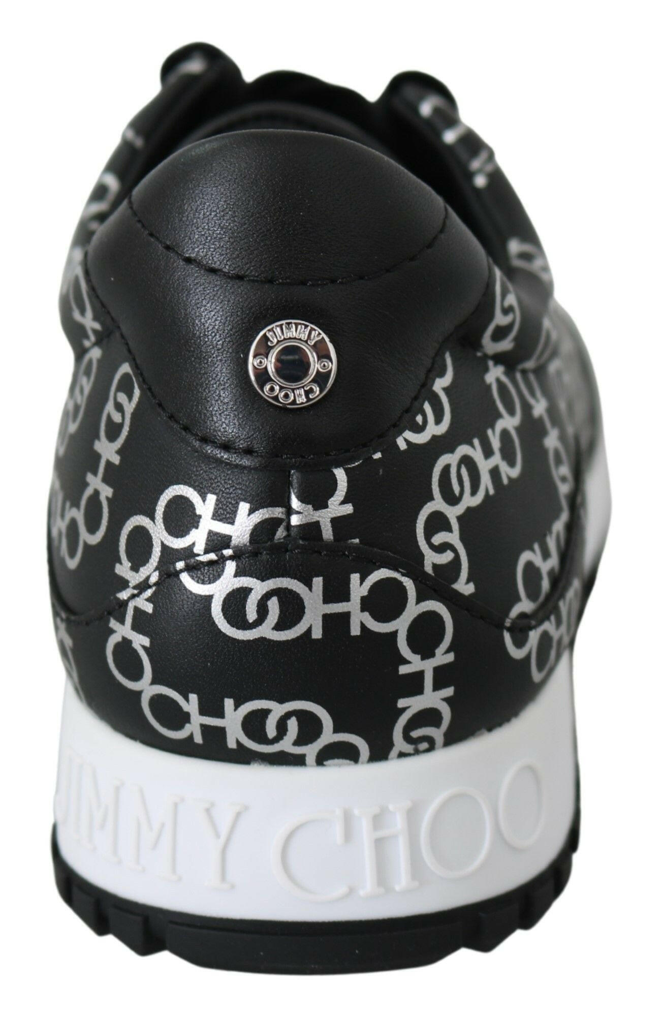 Jimmy Choo Elegant Black & Silver Leather Sneakers -   -  Jimmy Choo.