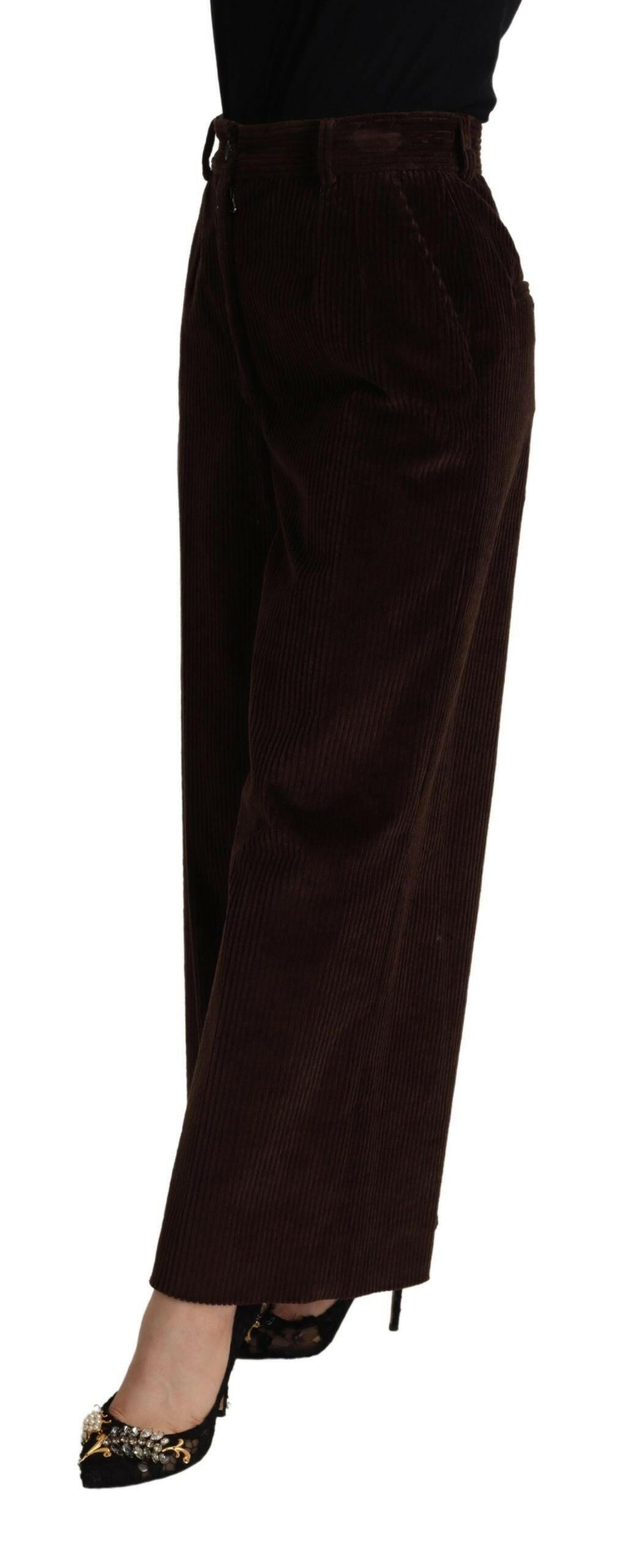Dolce & Gabbana Black Cotton High Waist Trouser Wide Leg Pants -   -  Dolce & Gabbana.