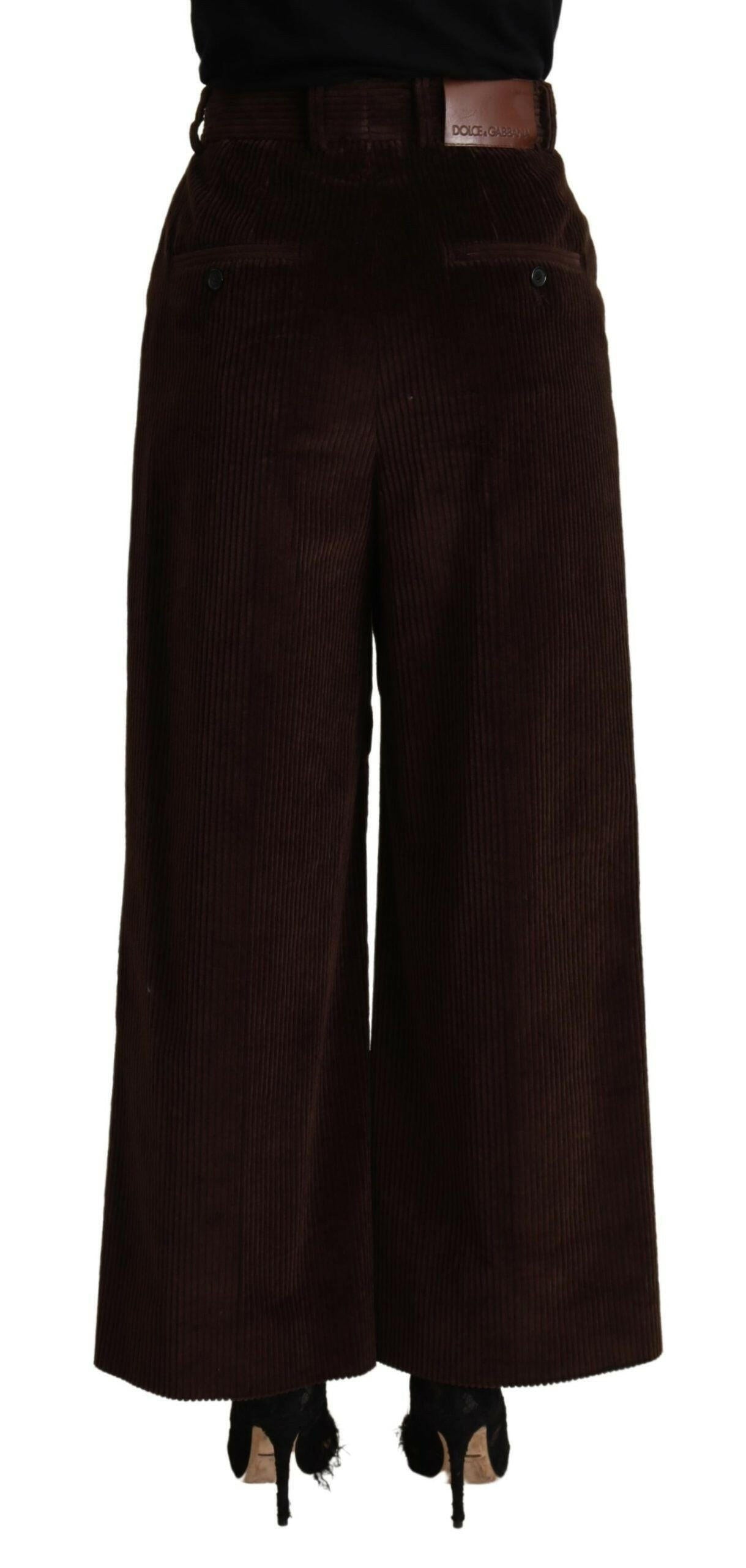 Dolce & Gabbana Black Cotton High Waist Trouser Wide Leg Pants -   -  Dolce & Gabbana.