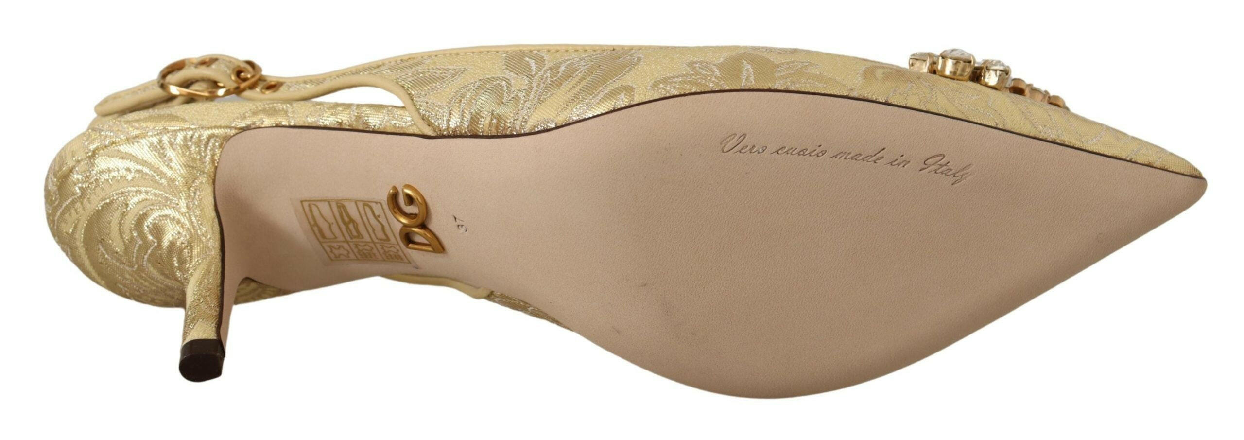 Dolce & Gabbana Gold Crystal Slingbacks Pumps Heels Shoes -   -  Dolce & Gabbana.