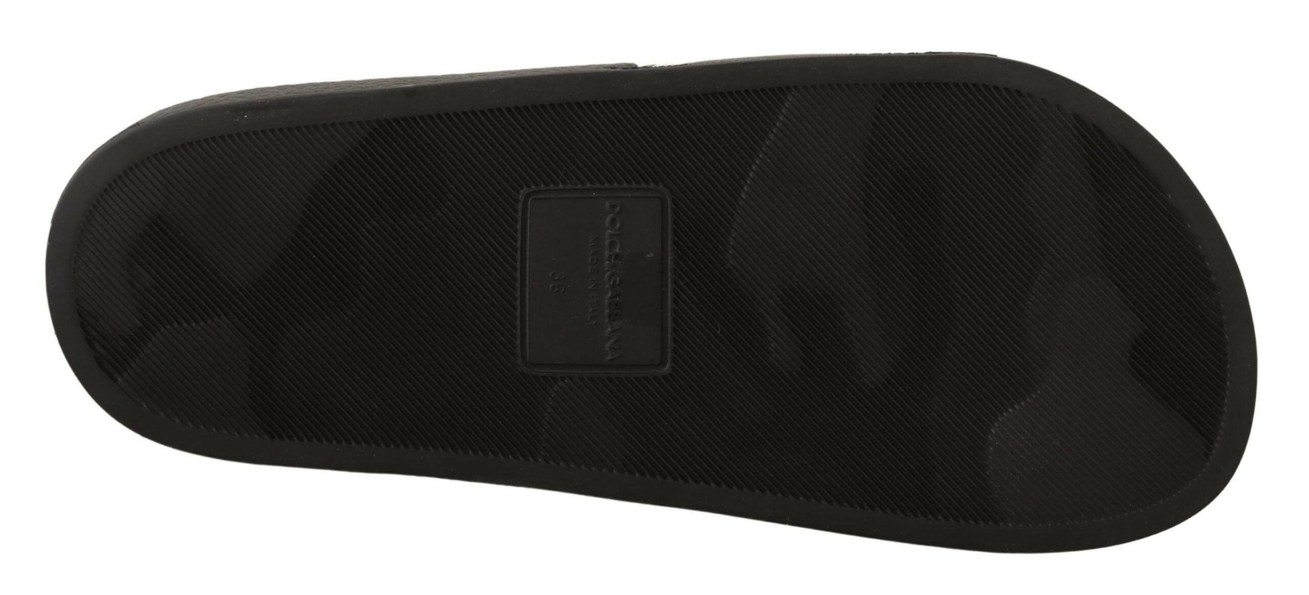 Dolce & Gabbana Black Leather I Love D&G Slides Sandals -   -  Dolce & Gabbana.