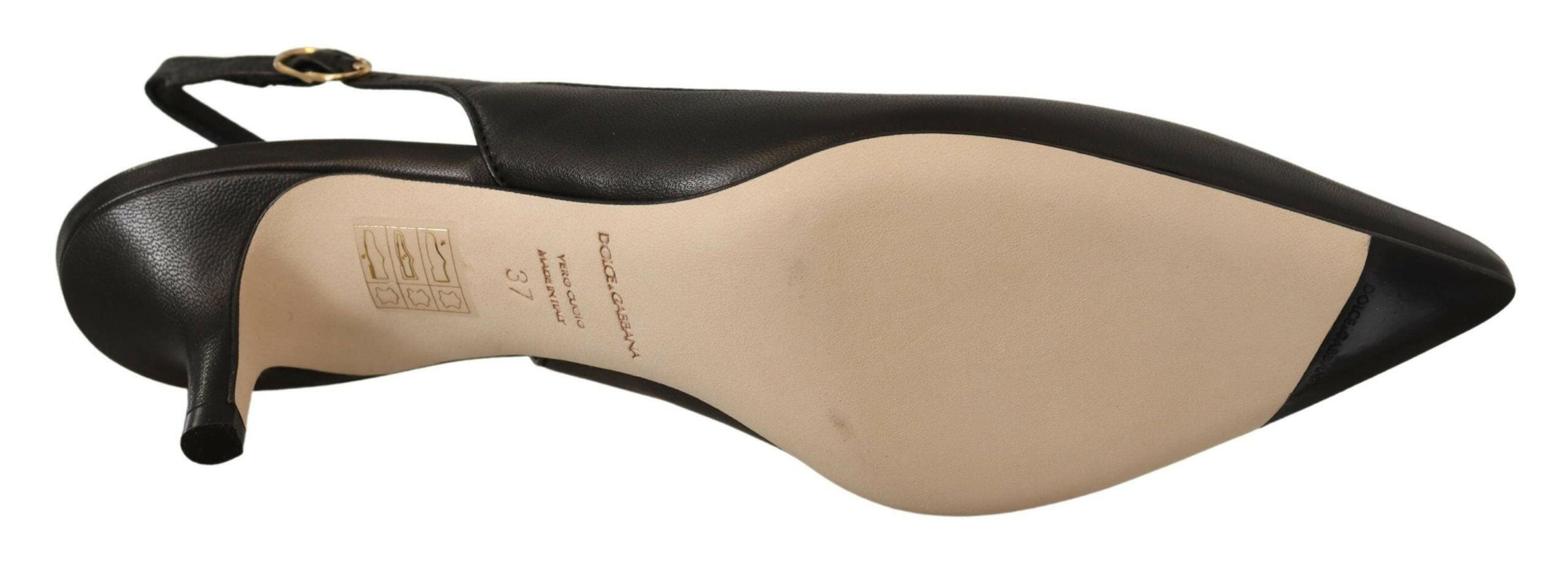 Dolce & Gabbana Black Leather Slingbacks Heels Pumps Shoes -   -  Dolce & Gabbana.
