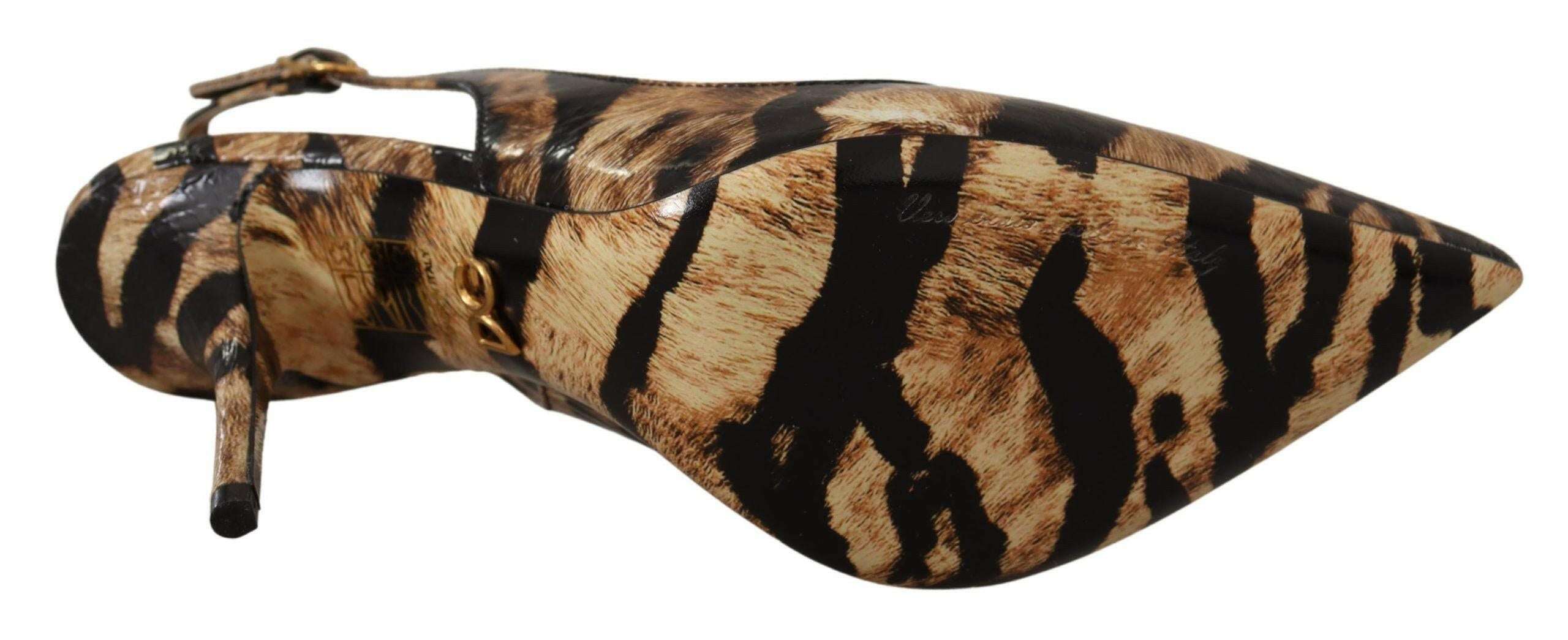 Dolce & Gabbana Brown Slingbacks Leather Tiger Shoes -   -  Dolce & Gabbana.