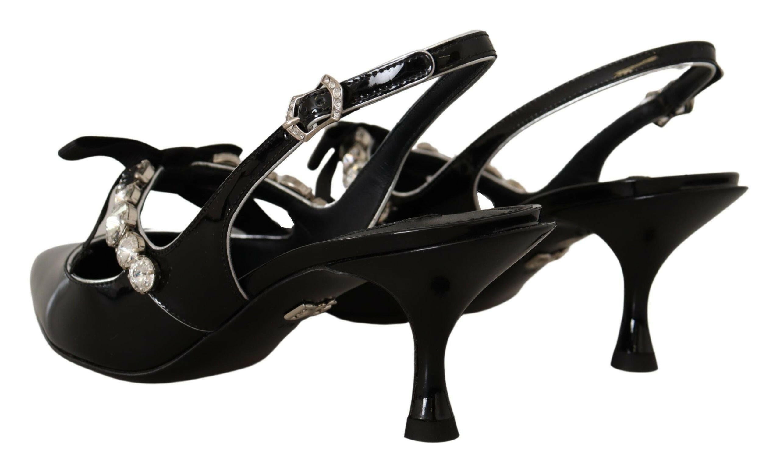 Dolce & Gabbana Black Patent Leather Crystal Slingbacks Shoes -   -  Dolce & Gabbana.