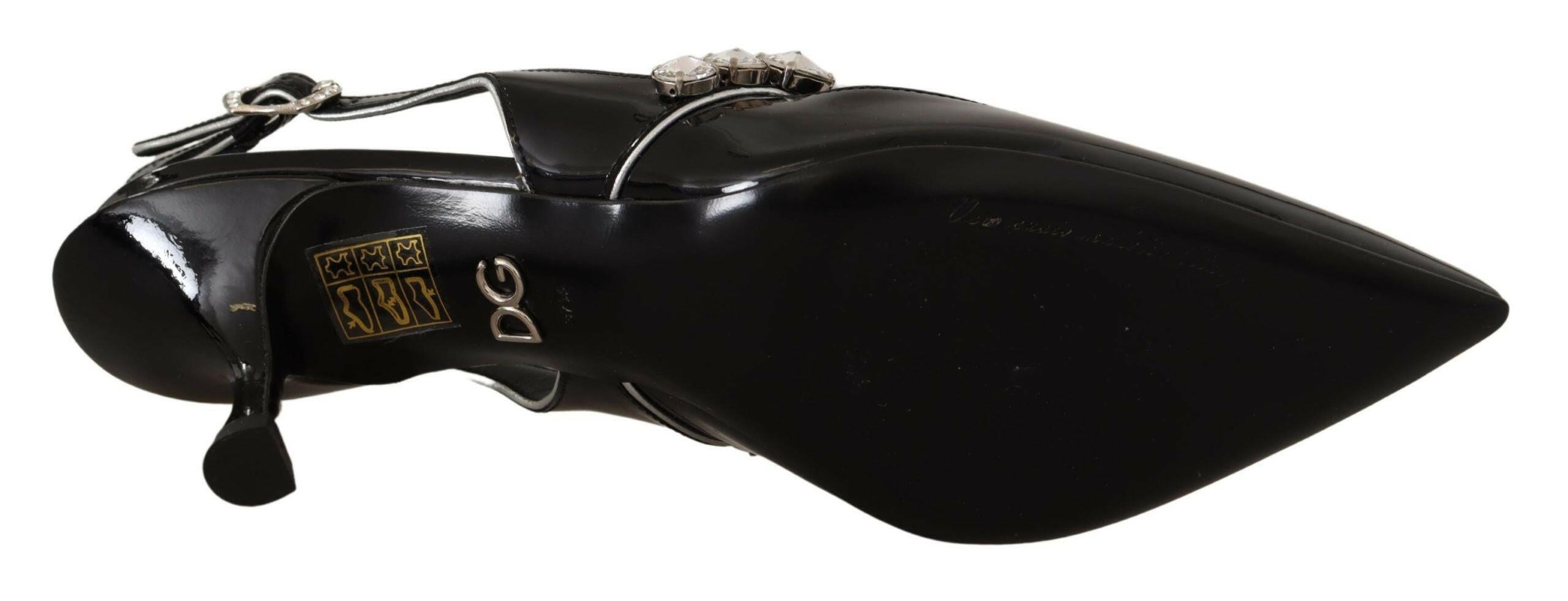 Dolce & Gabbana Black Patent Leather Crystal Slingbacks Shoes -   -  Dolce & Gabbana.