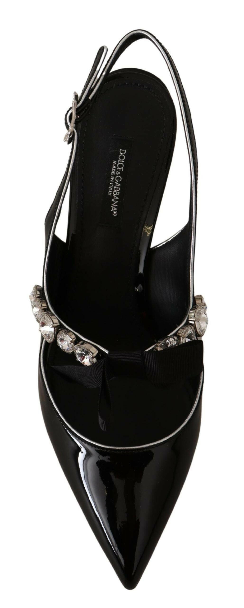 Dolce & Gabbana Black Patent Leather Crystal Slingbacks Shoes -   -  Dolce & Gabbana.