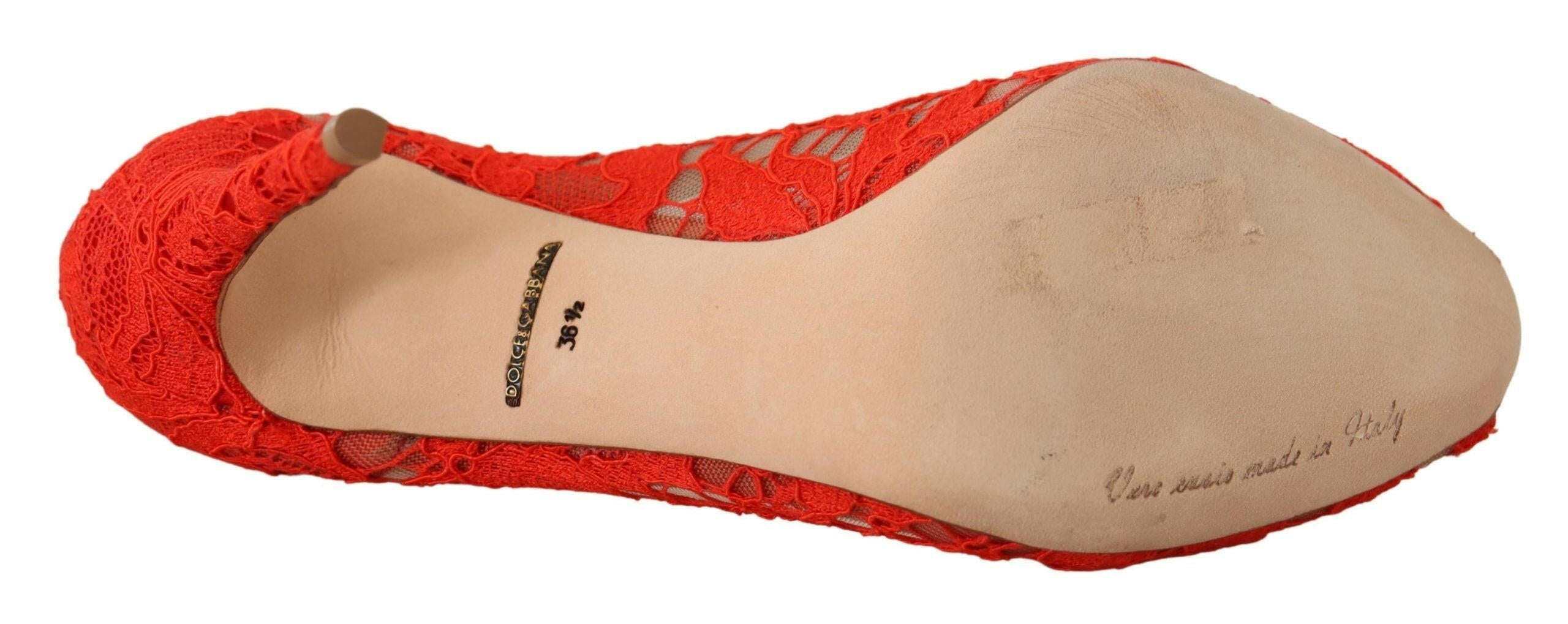 Dolce & Gabbana Red Taormina Lace Crystal Heels Pumps -   -  Dolce & Gabbana.