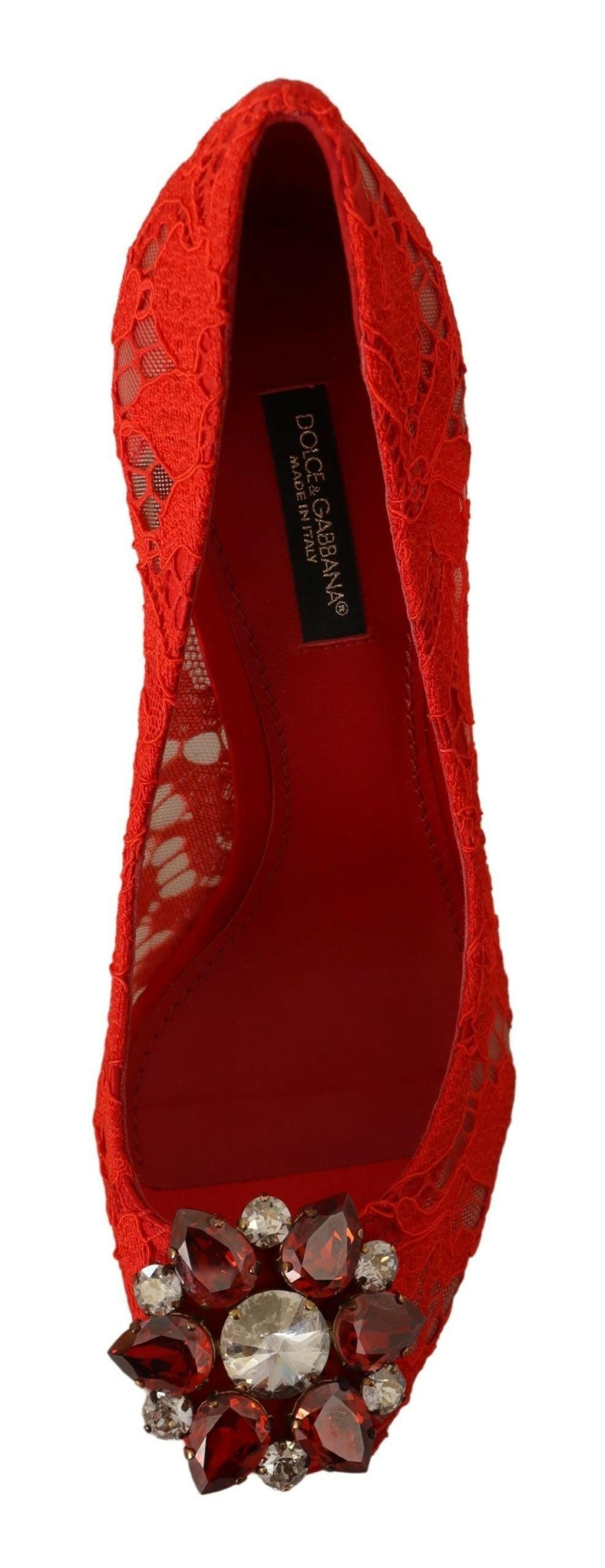Dolce & Gabbana Red Taormina Lace Crystal Heels Pumps -   -  Dolce & Gabbana.