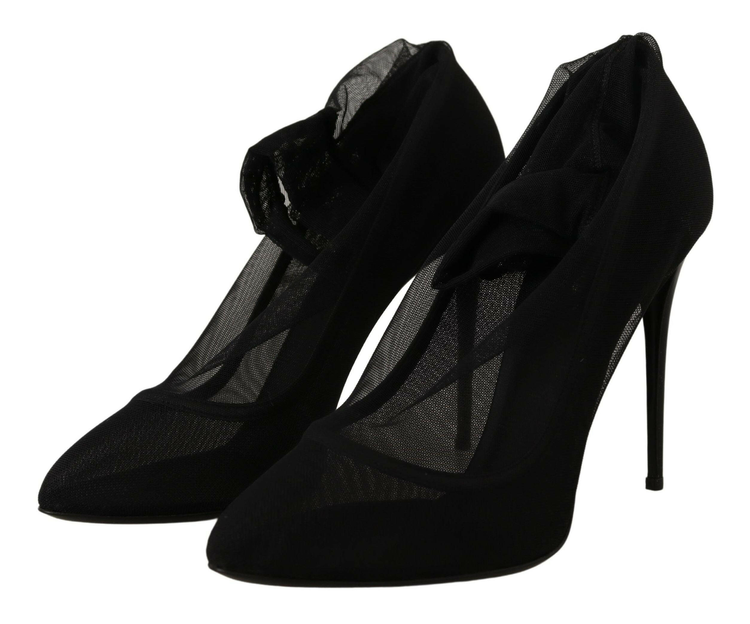 Dolce & Gabbana Black Tulle Stretch Boots Pumps Shoes -   -  Dolce & Gabbana.