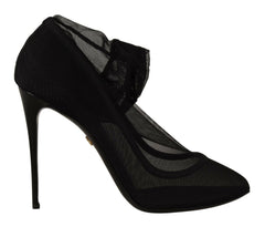 Dolce & Gabbana Black Tulle Stretch Boots Pumps Shoes -   -  Dolce & Gabbana.