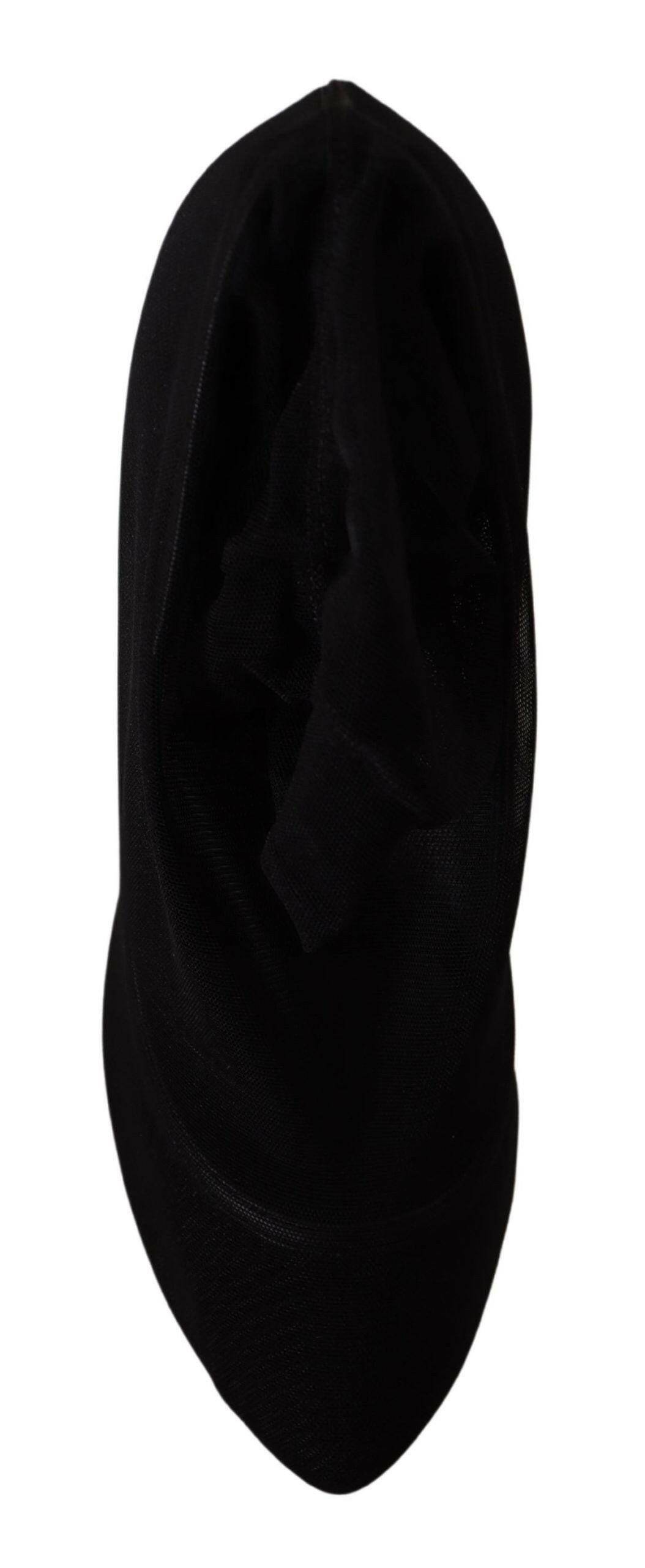 Dolce & Gabbana Black Tulle Stretch Boots Pumps Shoes -   -  Dolce & Gabbana.