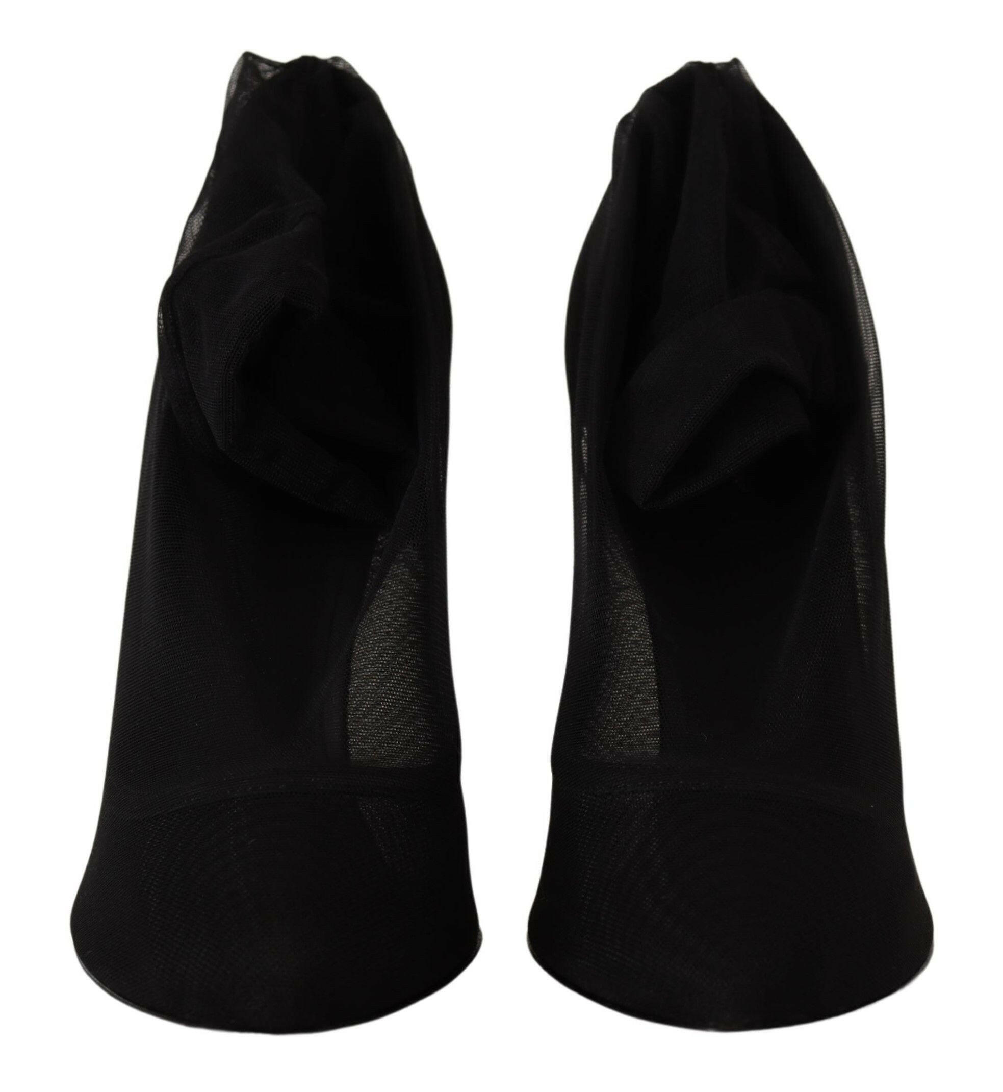 Dolce & Gabbana Black Tulle Stretch Boots Pumps Shoes -   -  Dolce & Gabbana.