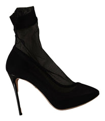 Dolce & Gabbana Black Stretch Tulle Stretch Boots Shoes -   -  Dolce & Gabbana.